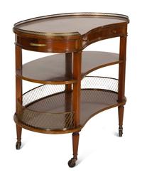 A Louis XVI Style Mahogany Brass Mounted Bar Cart — 20th Century