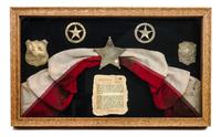 A Framed Collection of Contemporary "Tin Star" Marshall Badges First 10 1/4 x 17 inches.