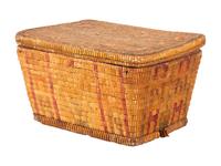 Salish Imbricated Basketry Trunk, With Lid