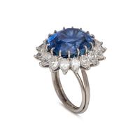 UNHEATED BURMESE SAPPHIRE AND DIAMOND RING