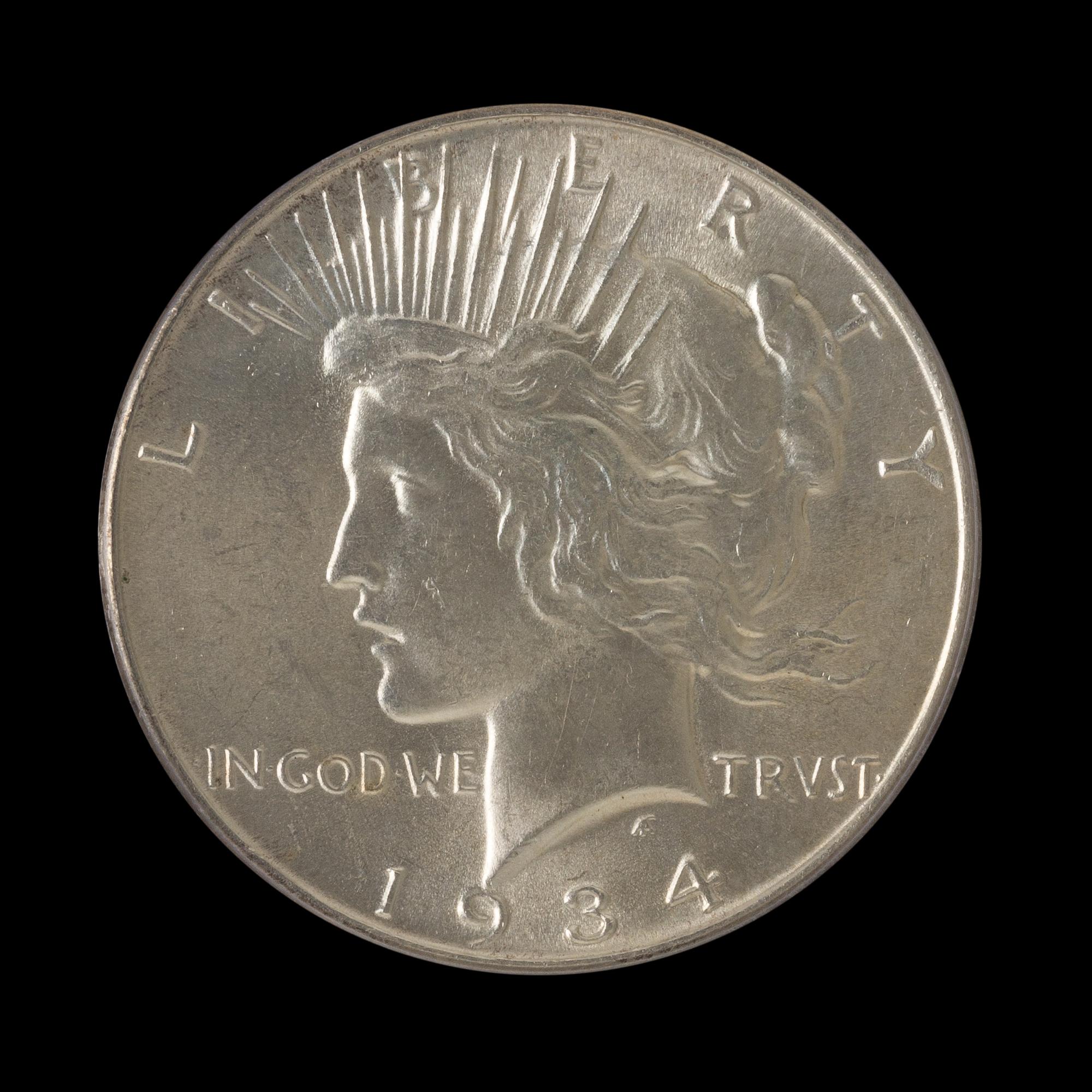 A United States 1934 Peace Silver Dollar Coin