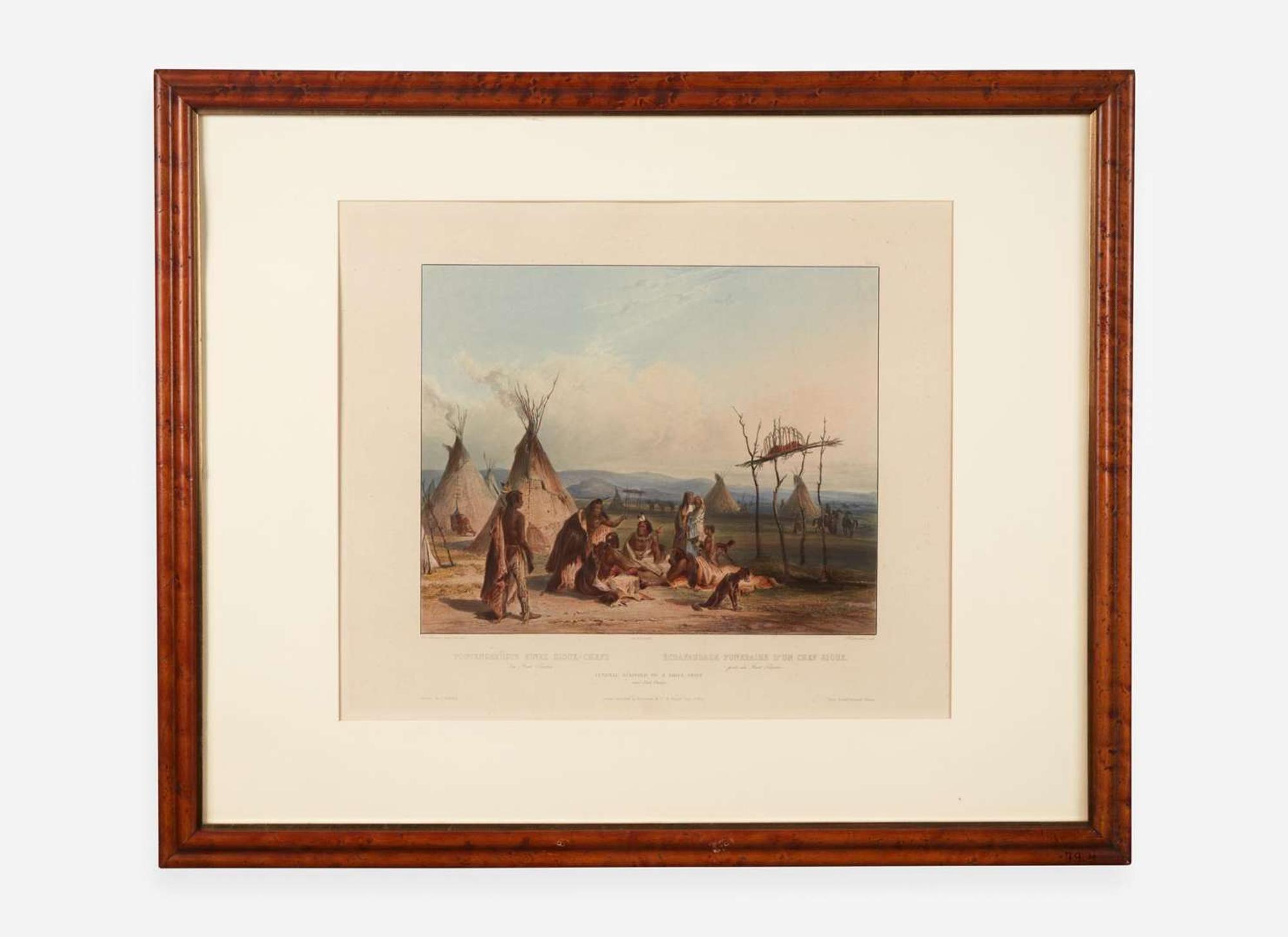 After Karl Bodmer (1809-1893), "Funeral Scaffold of a Sioux Chief near Fort Pierre," circa 1840