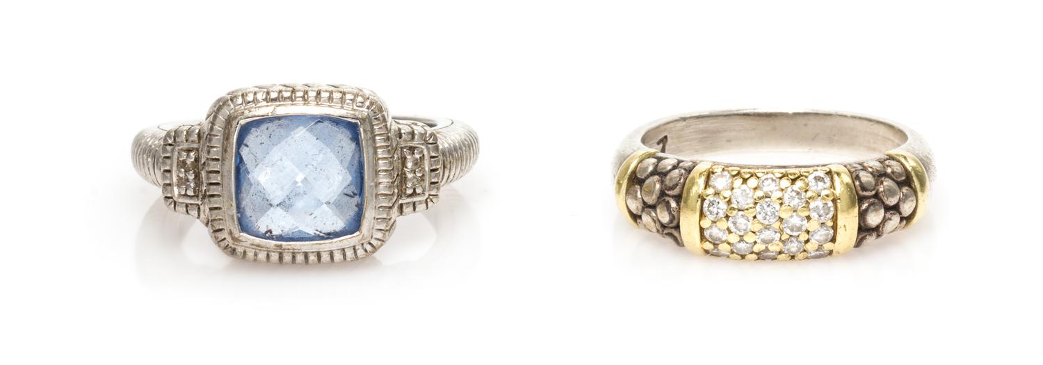 A Collection of Silver and Gemstone Rings, 7.60 dwts.