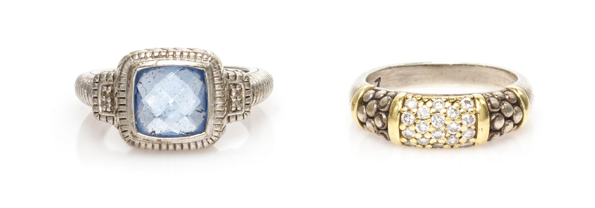 A Collection of Silver and Gemstone Rings, 7.60 dwts.