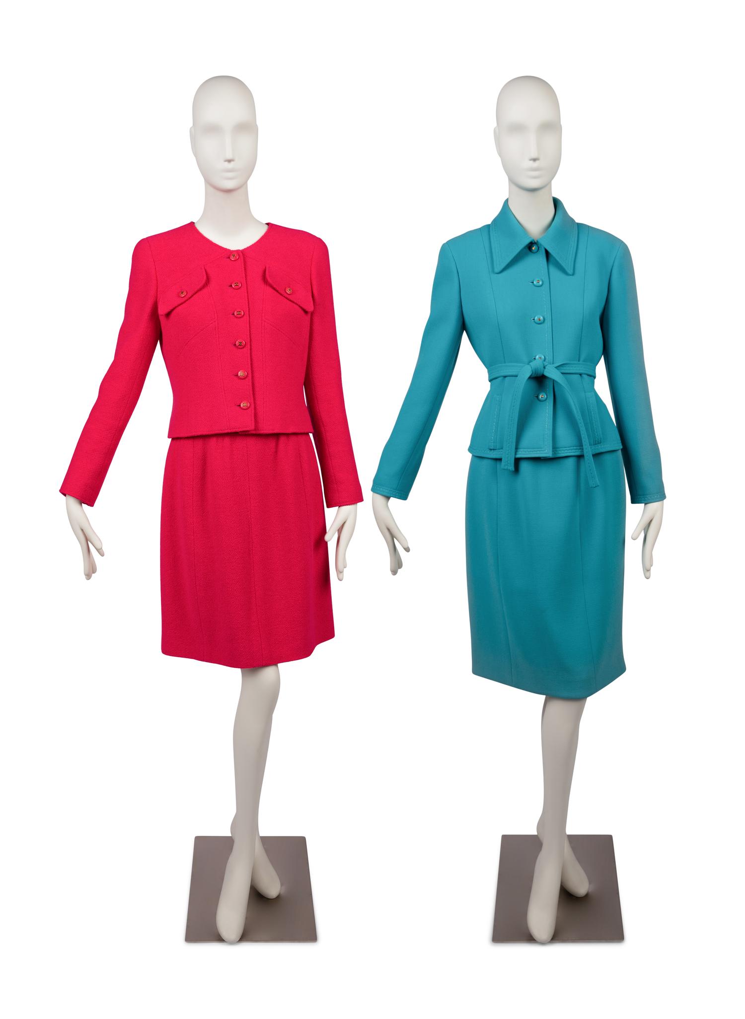 Two Chanel Skirt Suits: Blue and Pink, 1990s