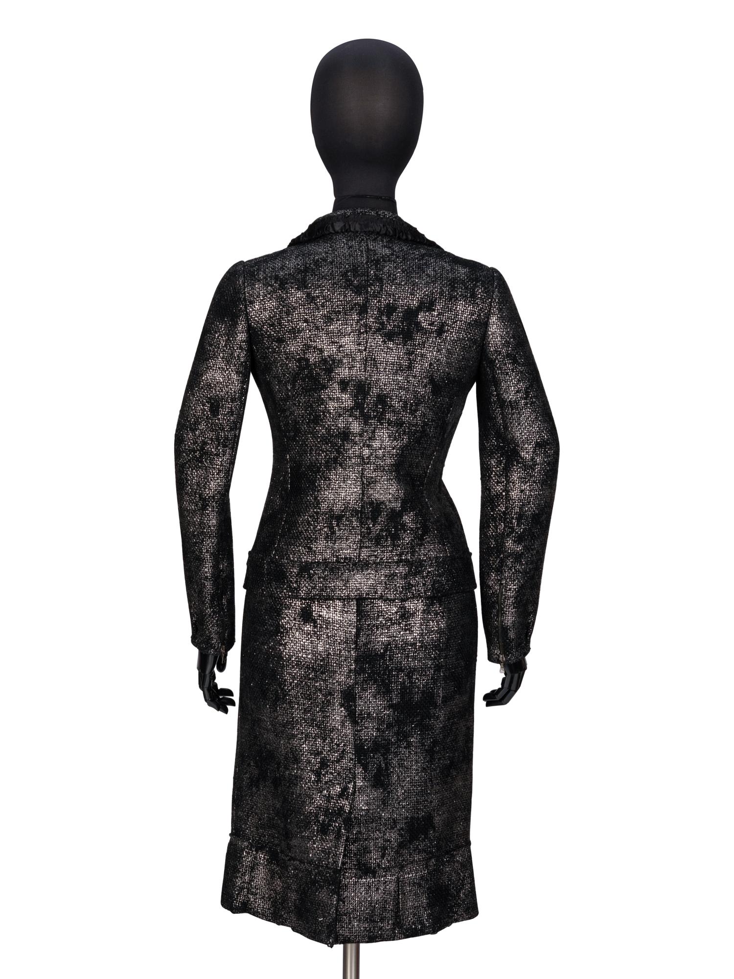 Prada, Silver-Coated Tweed Skirt Suit