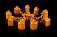 A Set of Nine Carved Yellow Soapstone Seals Height of tallest 1 3/4 inches.