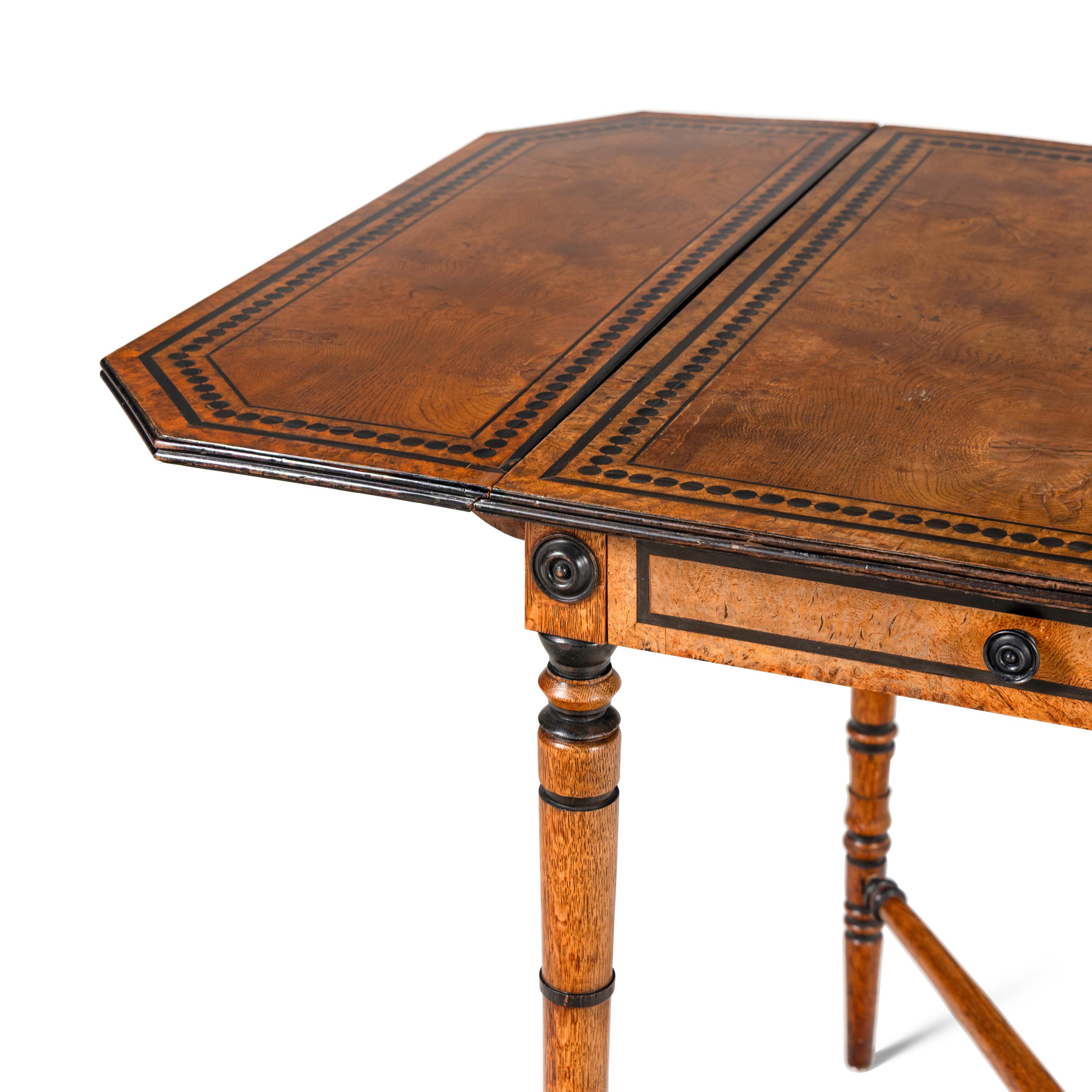 A Pair of Victorian Part-Ebonized Walnut Pembroke Tables