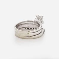 A 14K White Gold and Diamond Ring