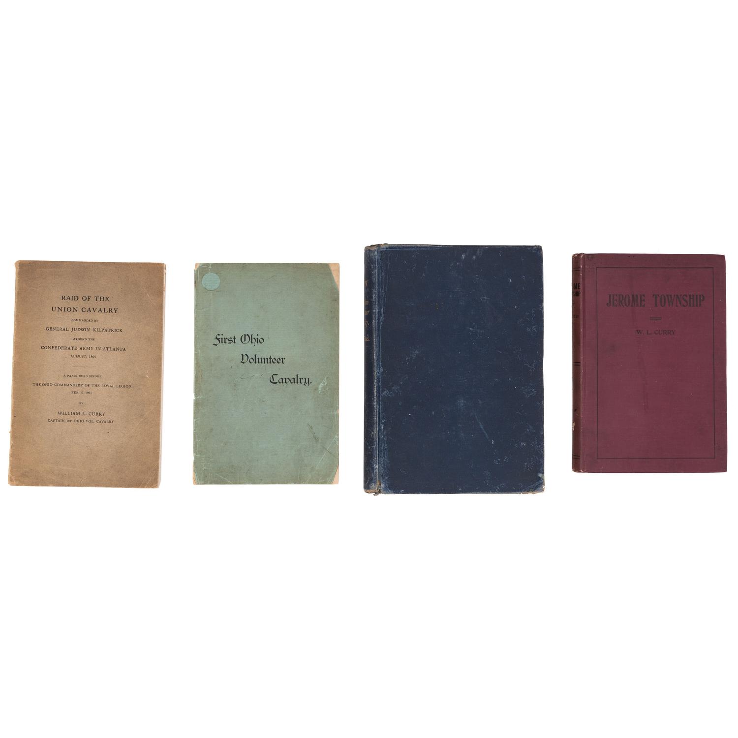A group of 14 items identified to Captain William L. Curry, Company K, 1st Ohio Volunteer Cavalry, incl. inscribed Model 1840 US Army regulation cavalry saber, belt plate, spurs, and tintype.
