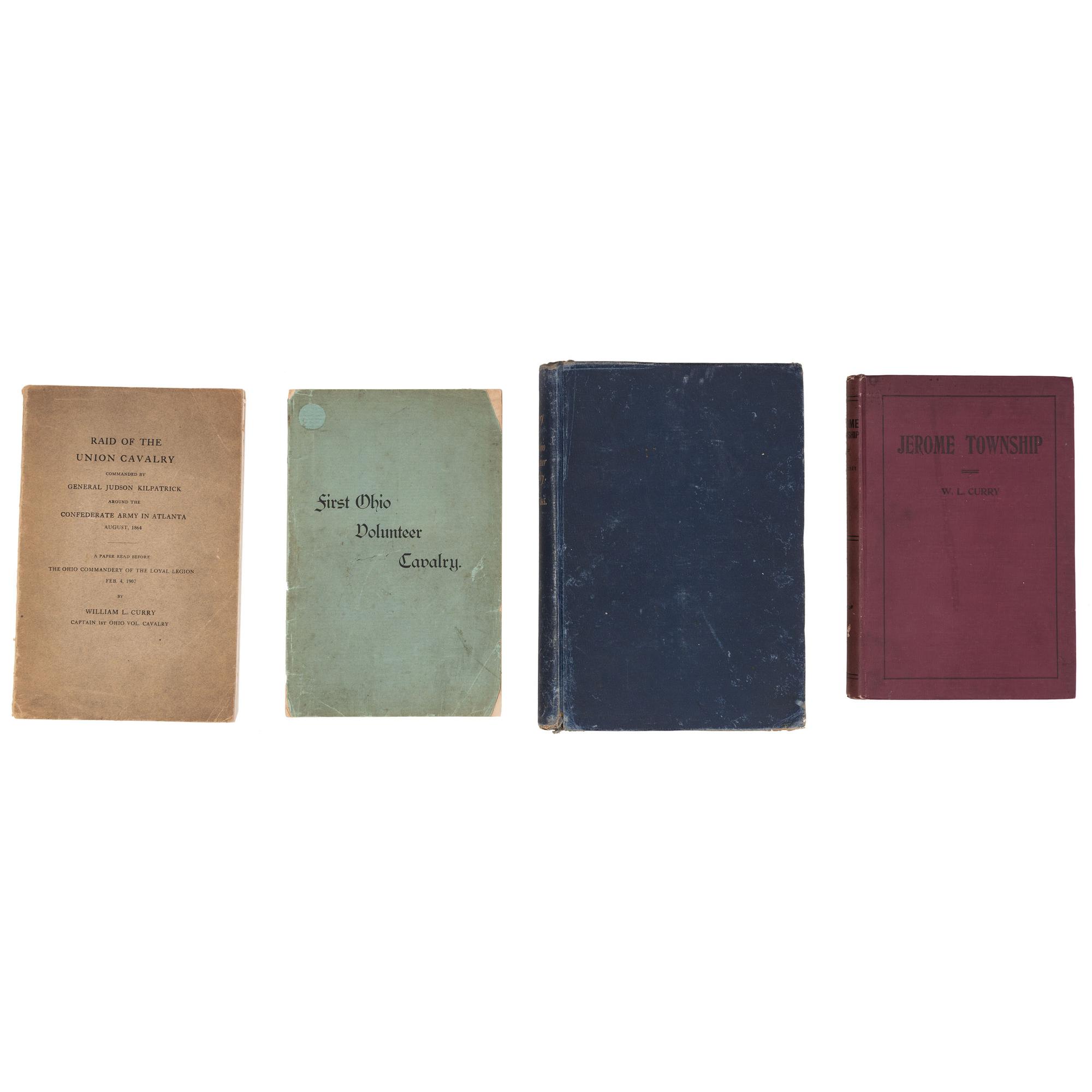 A group of 14 items identified to Captain William L. Curry, Company K, 1st Ohio Volunteer Cavalry, incl. inscribed Model 1840 US Army regulation cavalry saber, belt plate, spurs, and tintype.