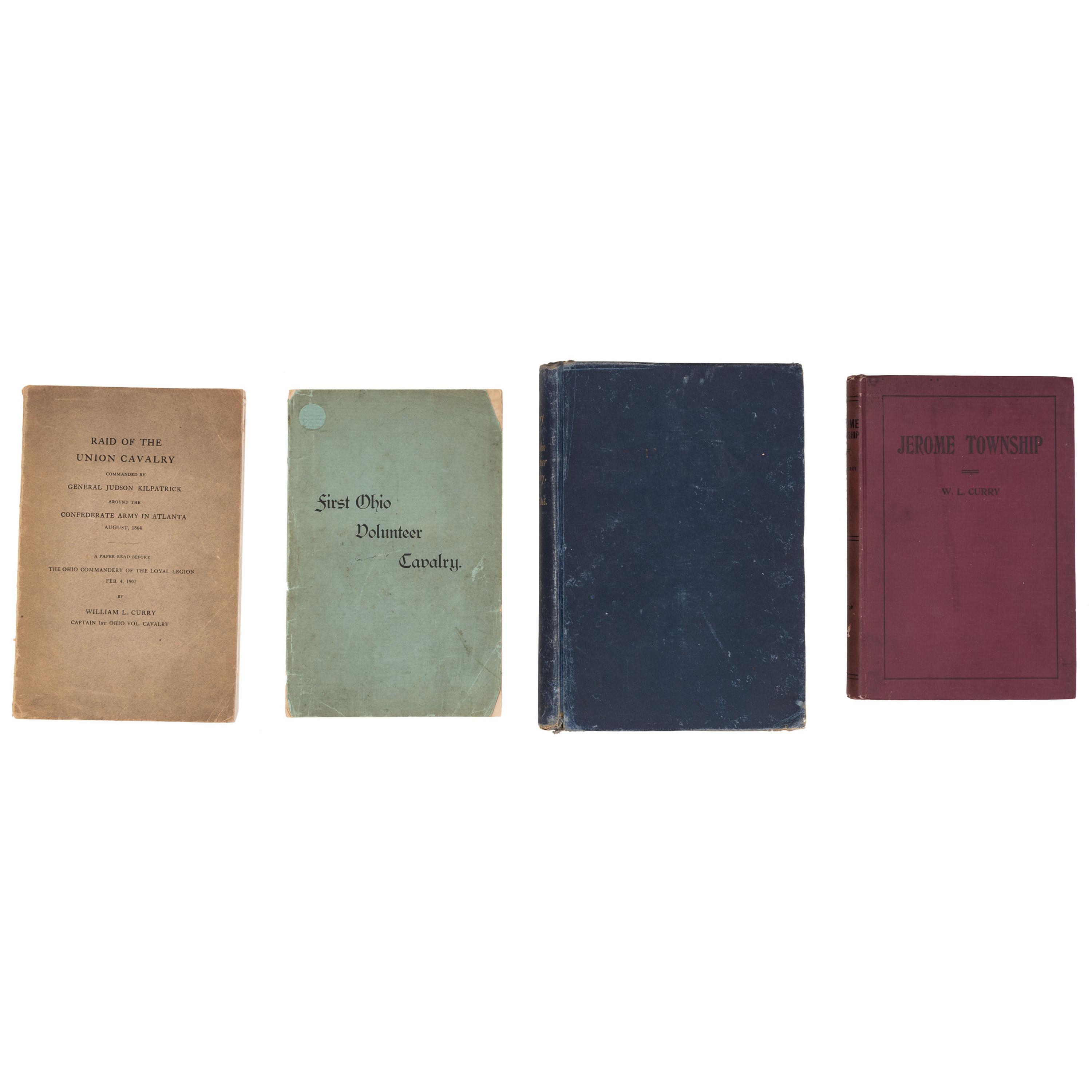 A group of 14 items identified to Captain William L. Curry, Company K, 1st Ohio Volunteer Cavalry, incl. inscribed Model 1840 US Army regulation cavalry saber, belt plate, spurs, and tintype.