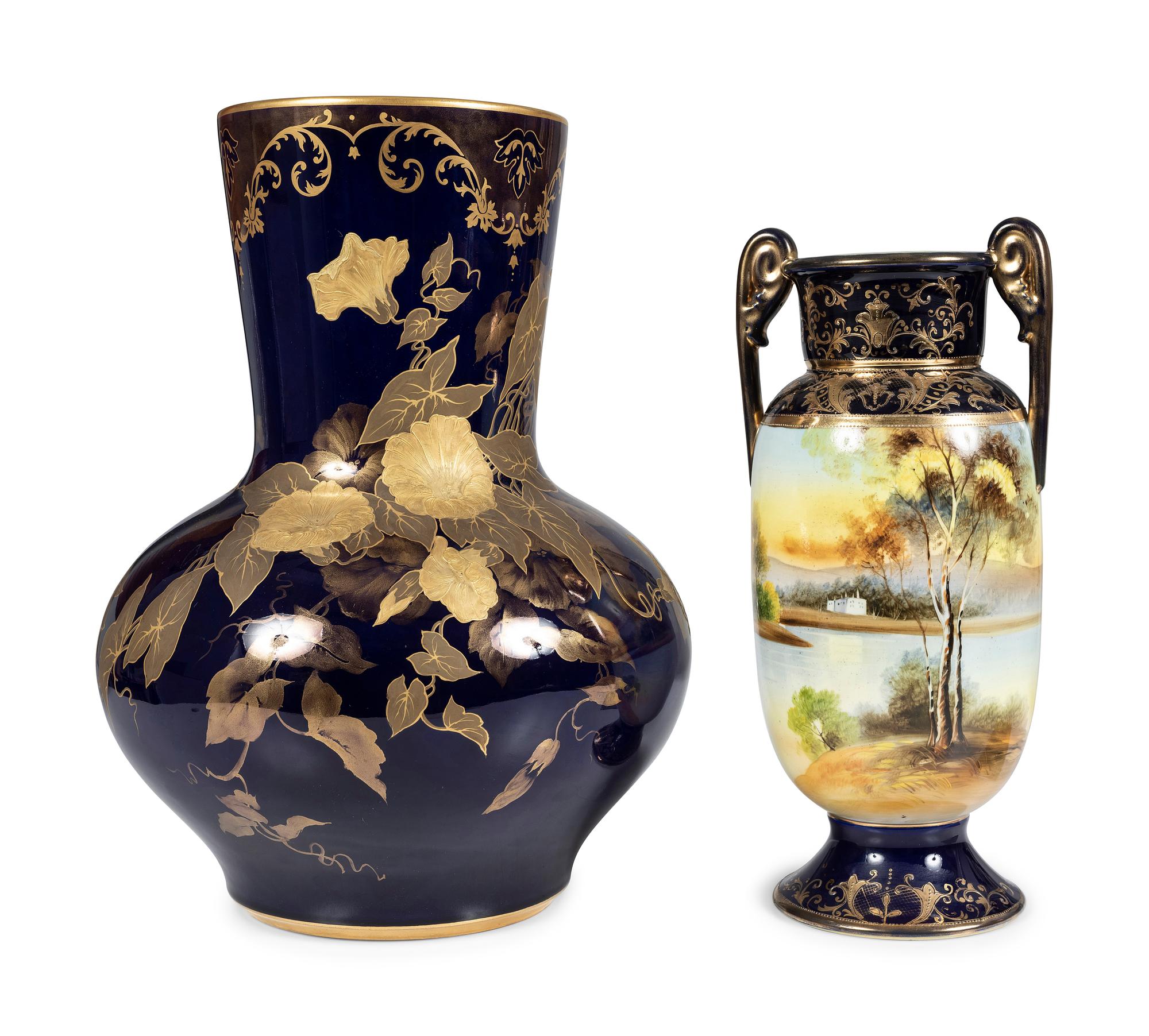 A Wm. Guerin & Co. Limoges Vase and Nippon Landscape Vase