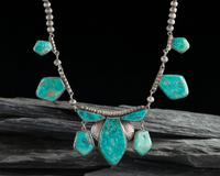 Navajo Silver and Blue Gem Turquoise Necklace