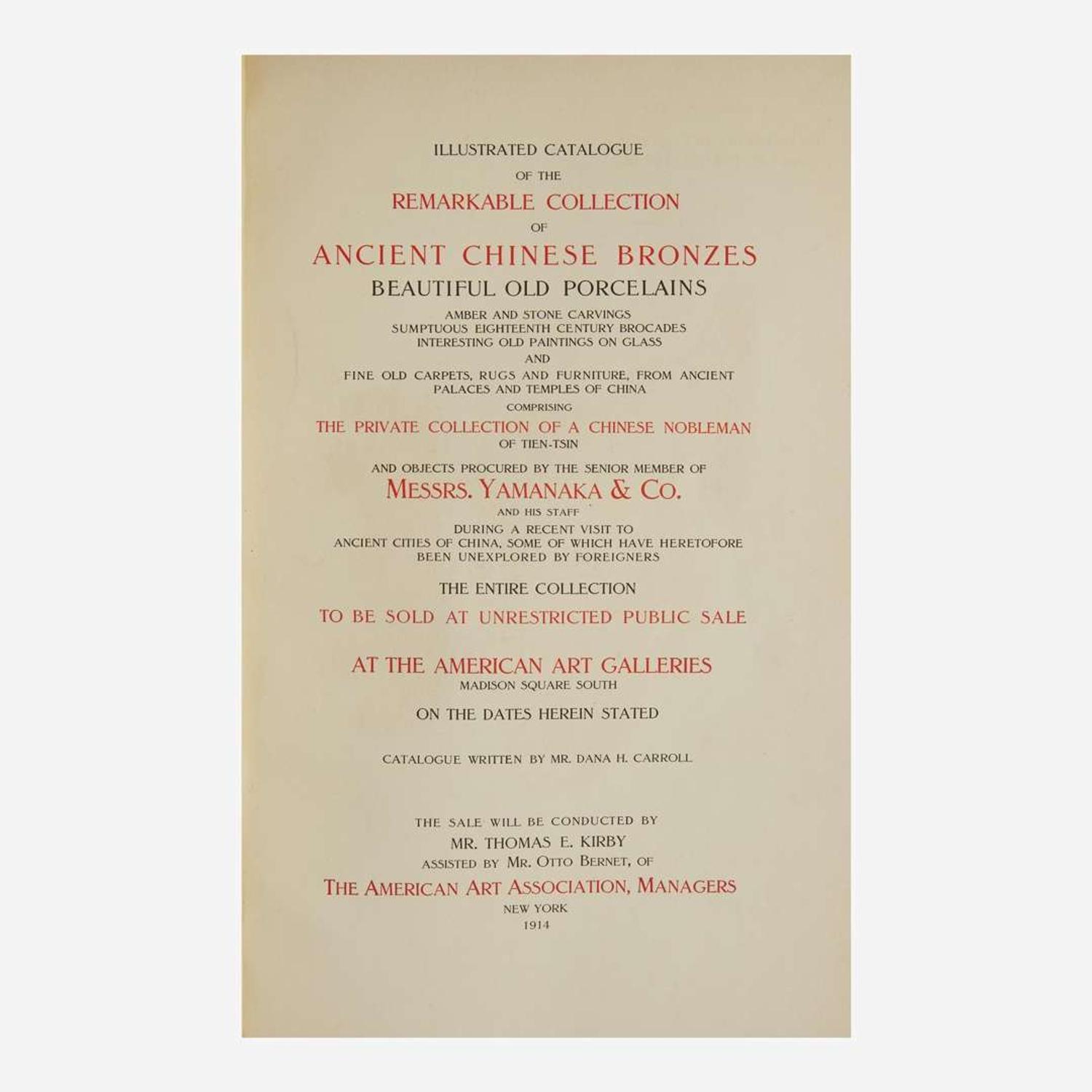 Two early Asian Arts auction catalogues, American Art Galleries, New York 圖錄兩冊 1914, 1916