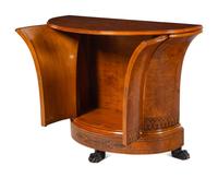 An Empire Style Parcel Ebonized Burlwood Side Cabinet