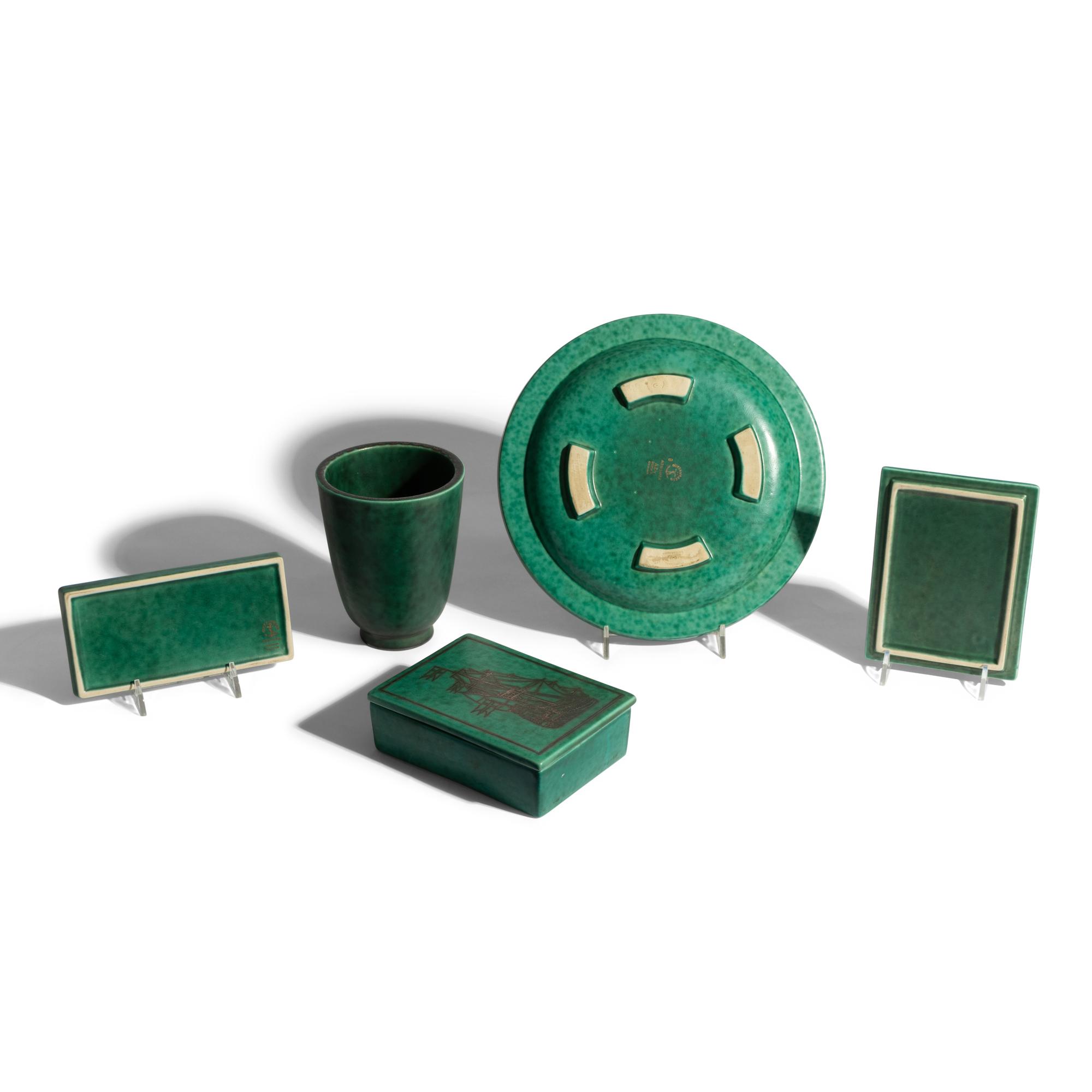Five Argenta pieces, c. 1940 Gustavsberg, Sweden