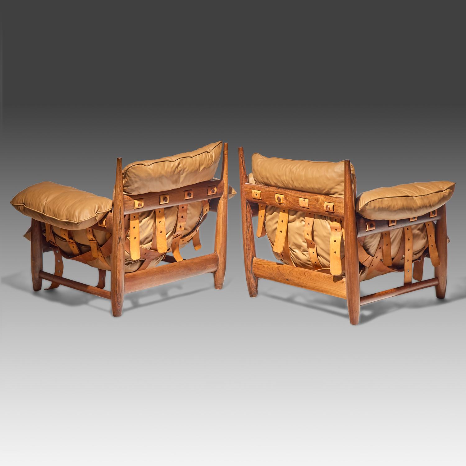 Mole armchairs, pair, and ottoman, 1957 Brazil
