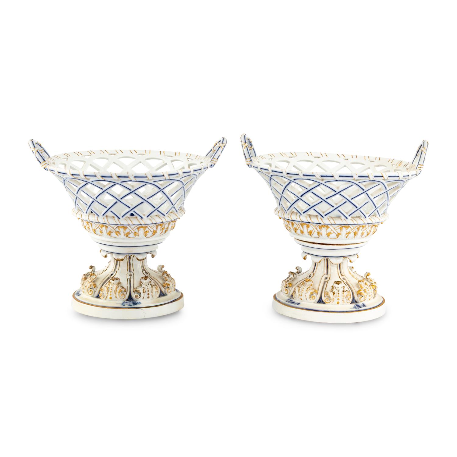 A Pair of German Porcelain Baskets