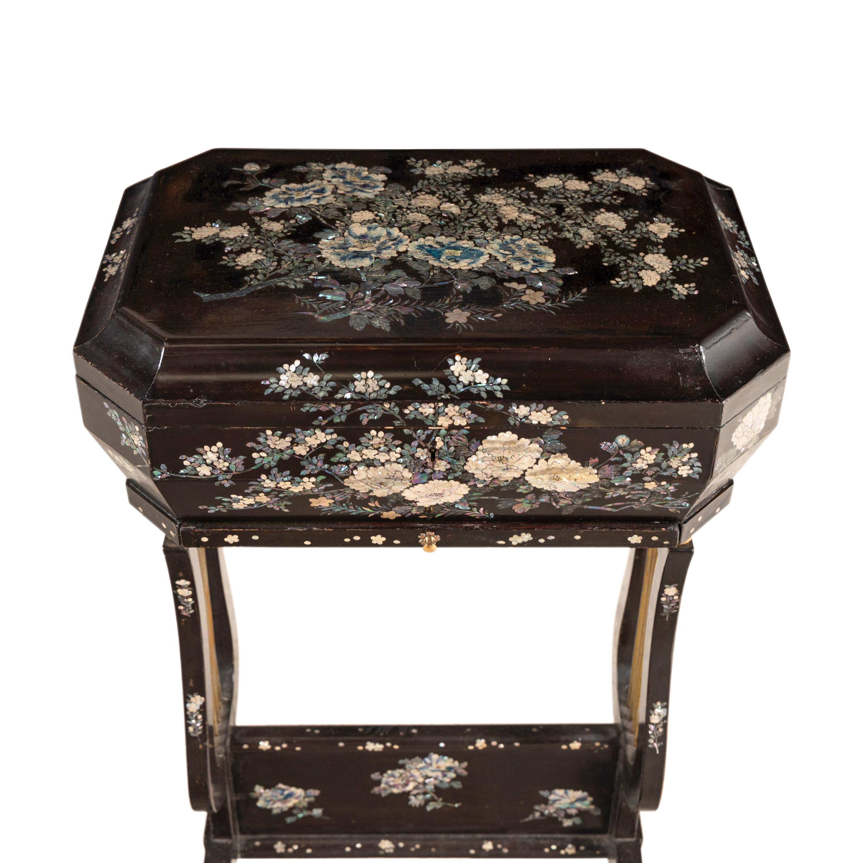 A Japanese Abalone-Inlaid Needlework Table