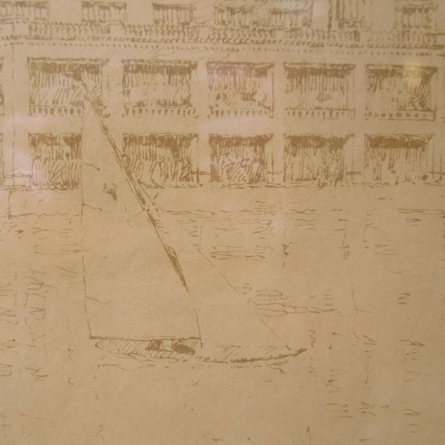 A Framed Hand-Rendered Architectural Drawing Signed A. Riedl 31.75" W x .5" D x 16.5" H — United States, Circa 1920