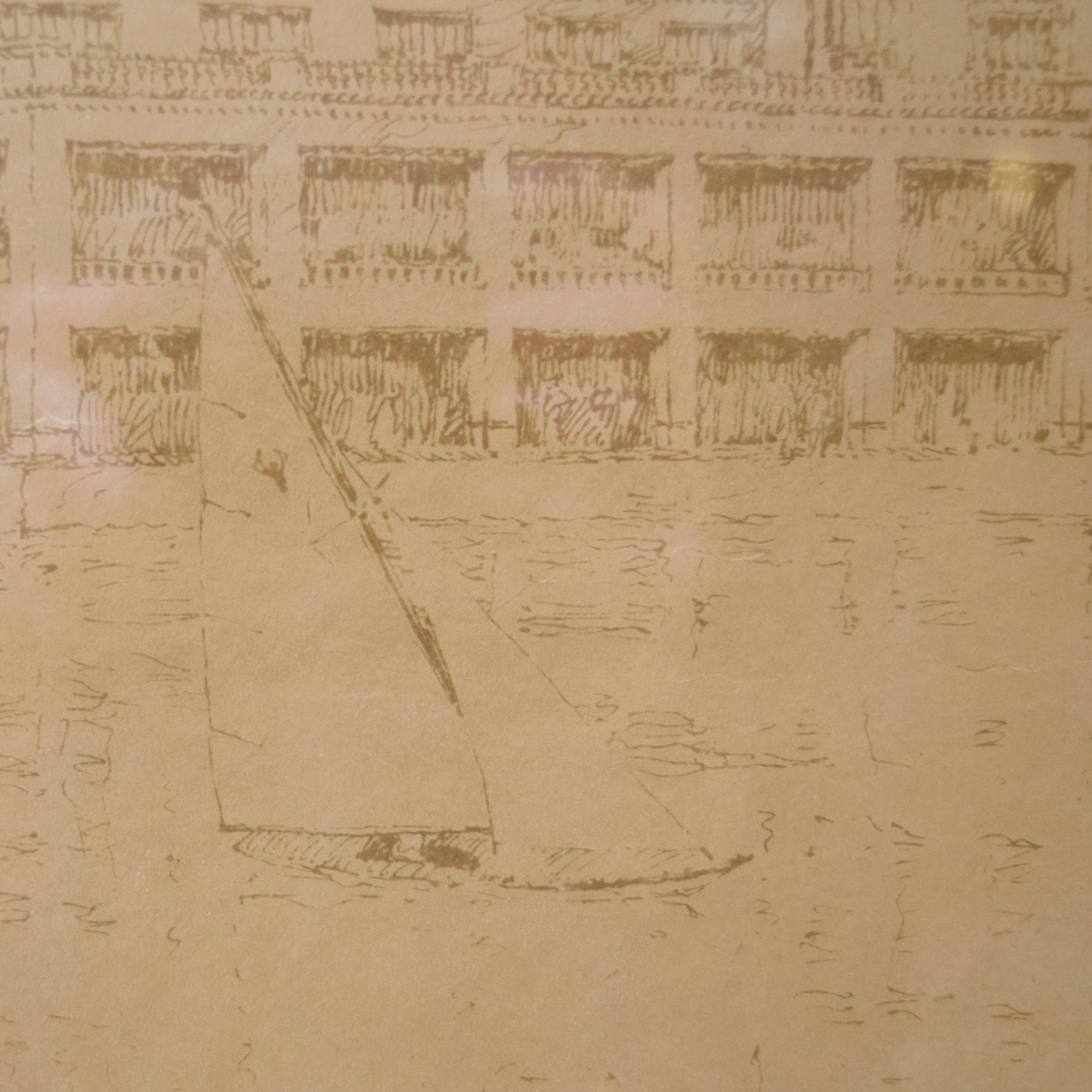 A Framed Hand-Rendered Architectural Drawing Signed A. Riedl 31.75" W x .5" D x 16.5" H — United States, Circa 1920