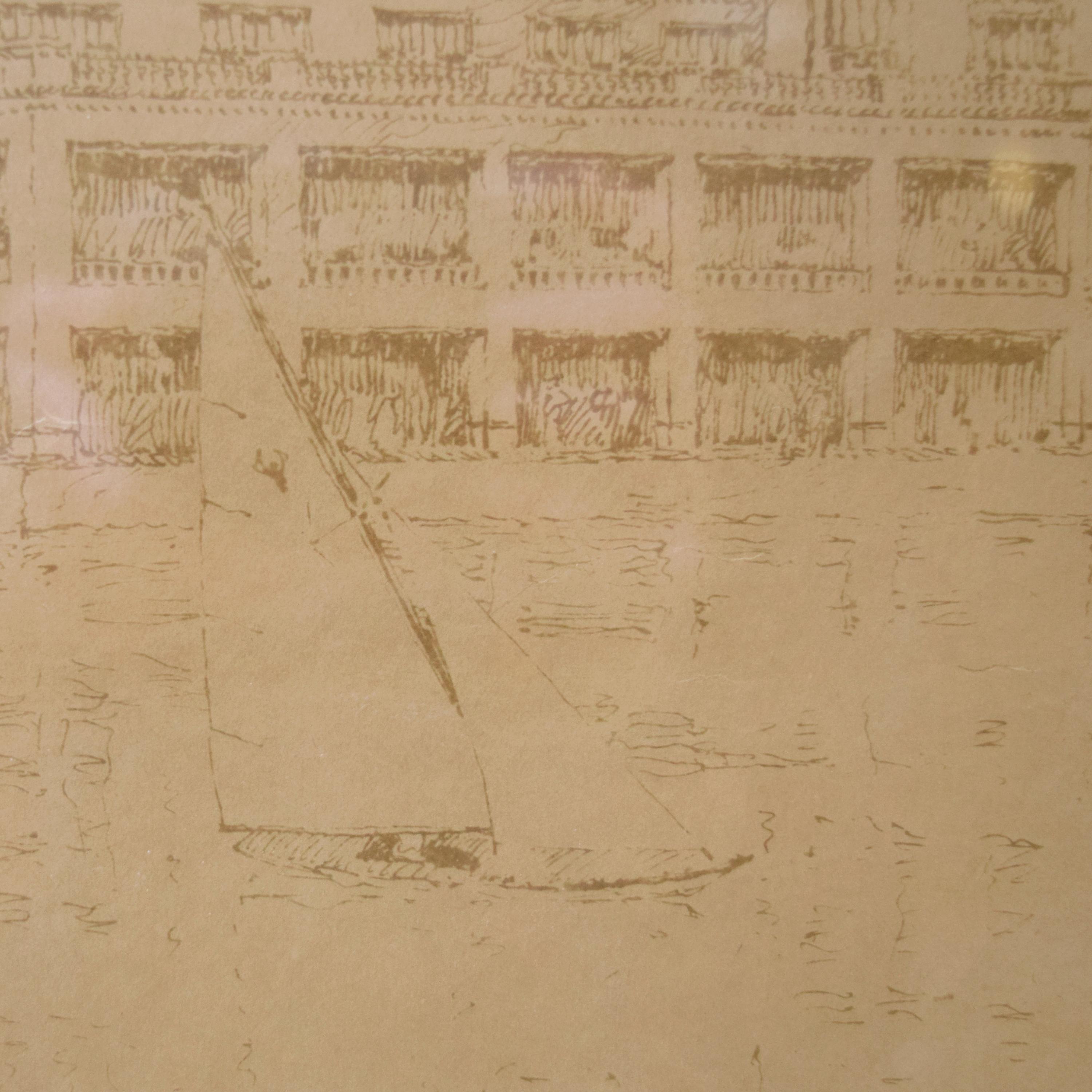 A Framed Hand-Rendered Architectural Drawing Signed A. Riedl 31.75" W x .5" D x 16.5" H — United States, Circa 1920