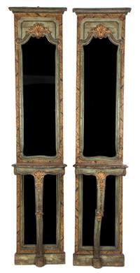 A Pair of Louis XV Style Pier Consoles Height 86 x width 18 x depth 11 inches. — 18TH CENTURY