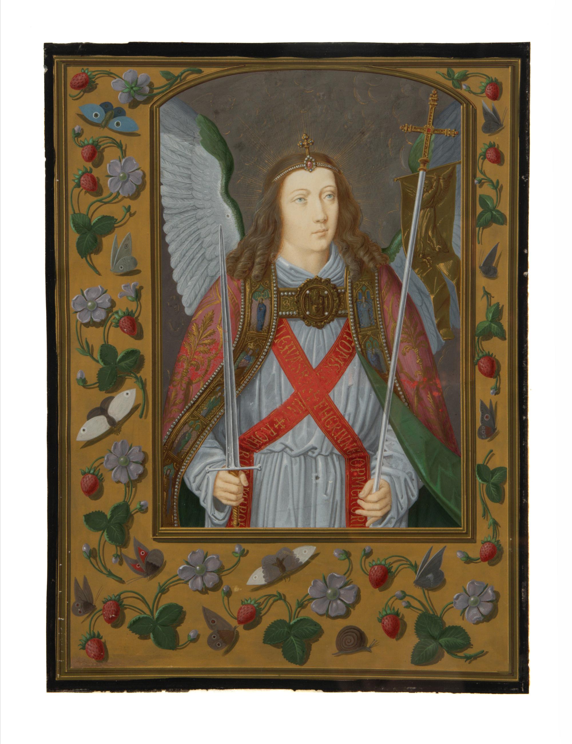 GERMANO PROSDOCIMI, attr. (Italy, b. 1819; d. 1886-1906) Single leaf, Saint Michael the Archangel, tempera on vellum (223 x 164 mm.) [Italy, Venice, 1860s?]