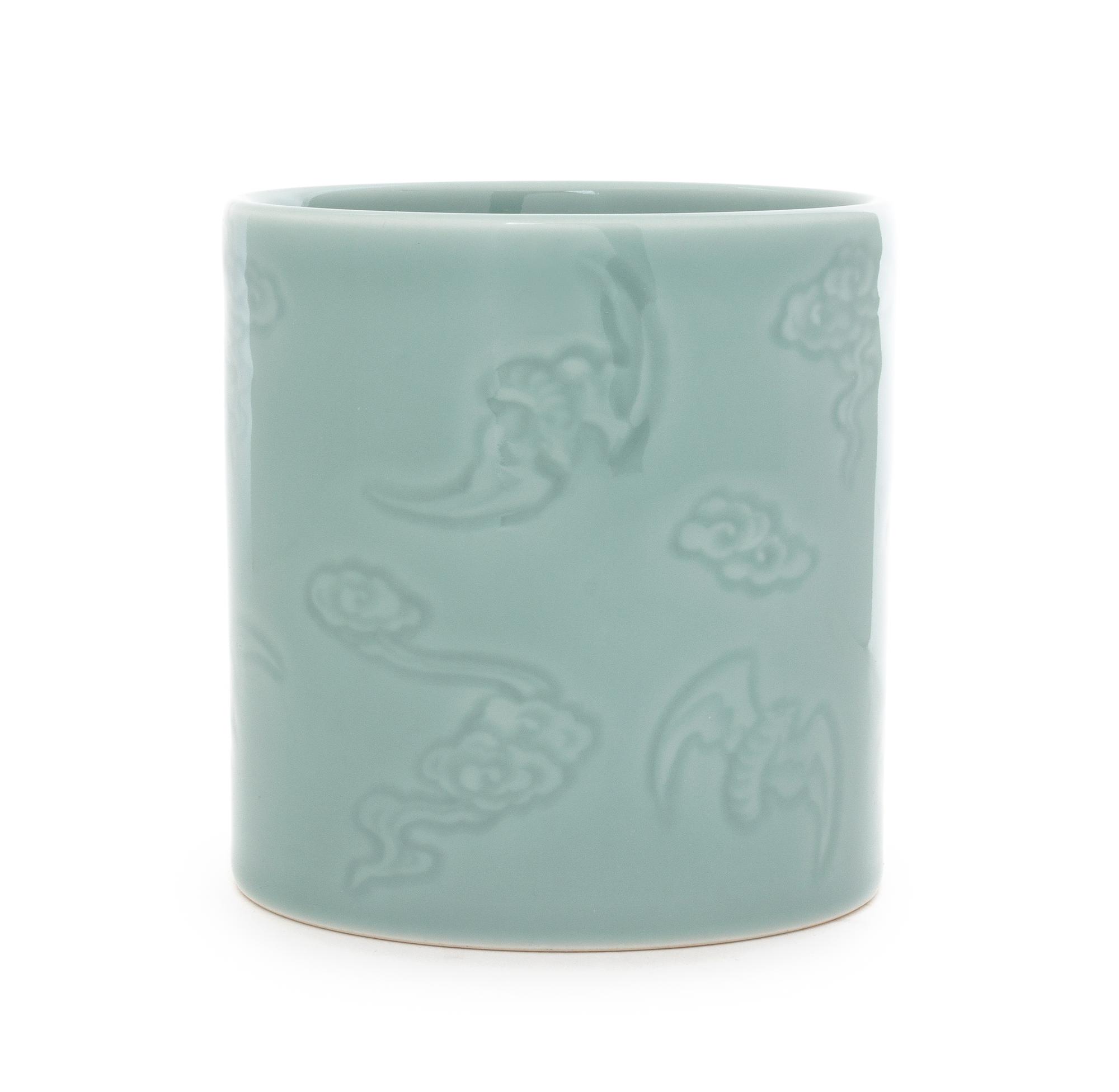 A Clair-de-Lune Porcelain Brush Pot Diameter 4 3/4 inches.