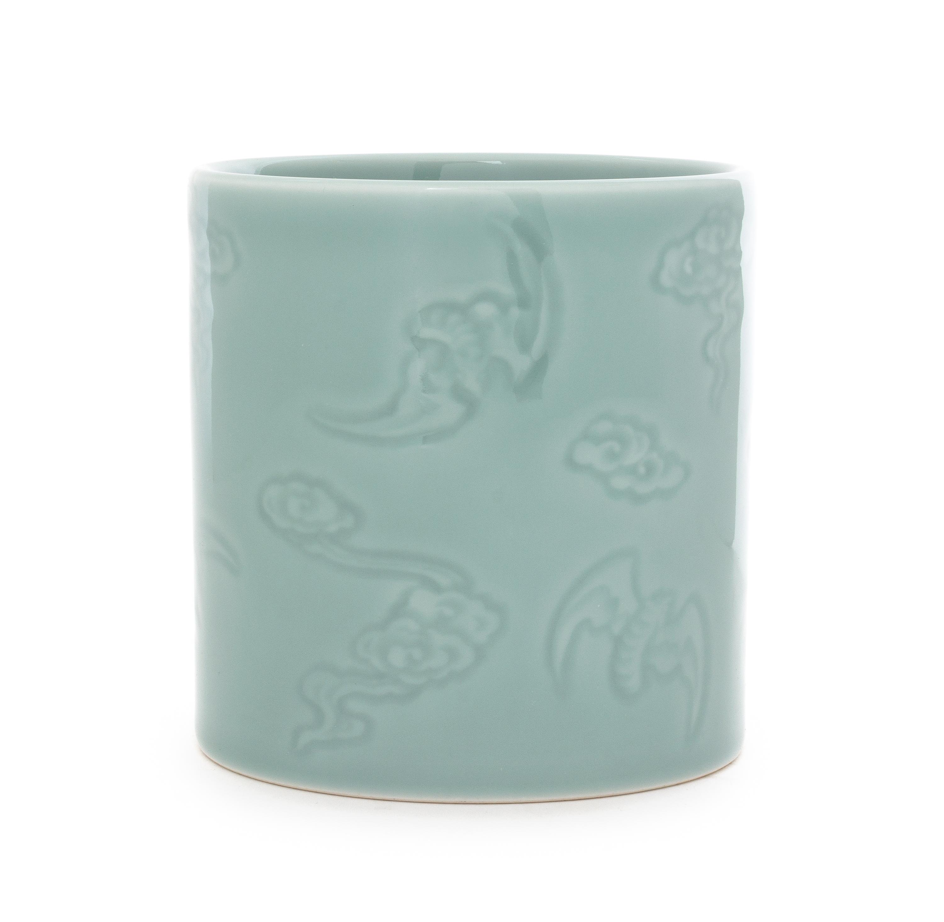 A Clair-de-Lune Porcelain Brush Pot Diameter 4 3/4 inches.