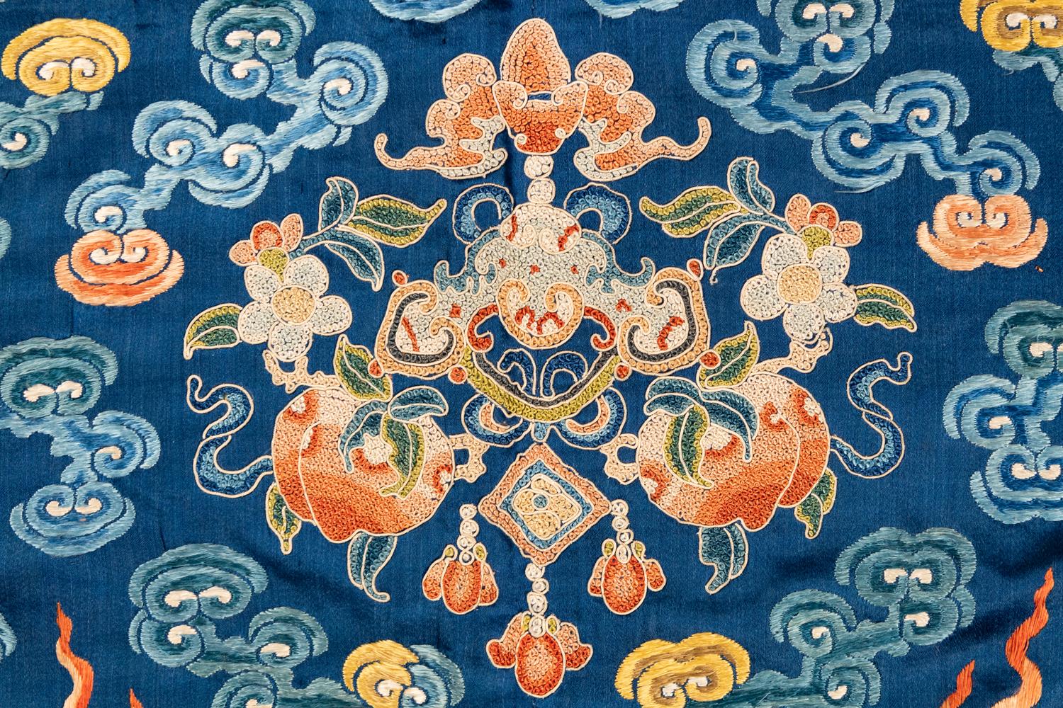 A Blue Ground Embroidered Silk Dragon Robe, Jifu
