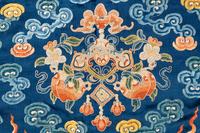 A Blue Ground Embroidered Silk Dragon Robe, Jifu