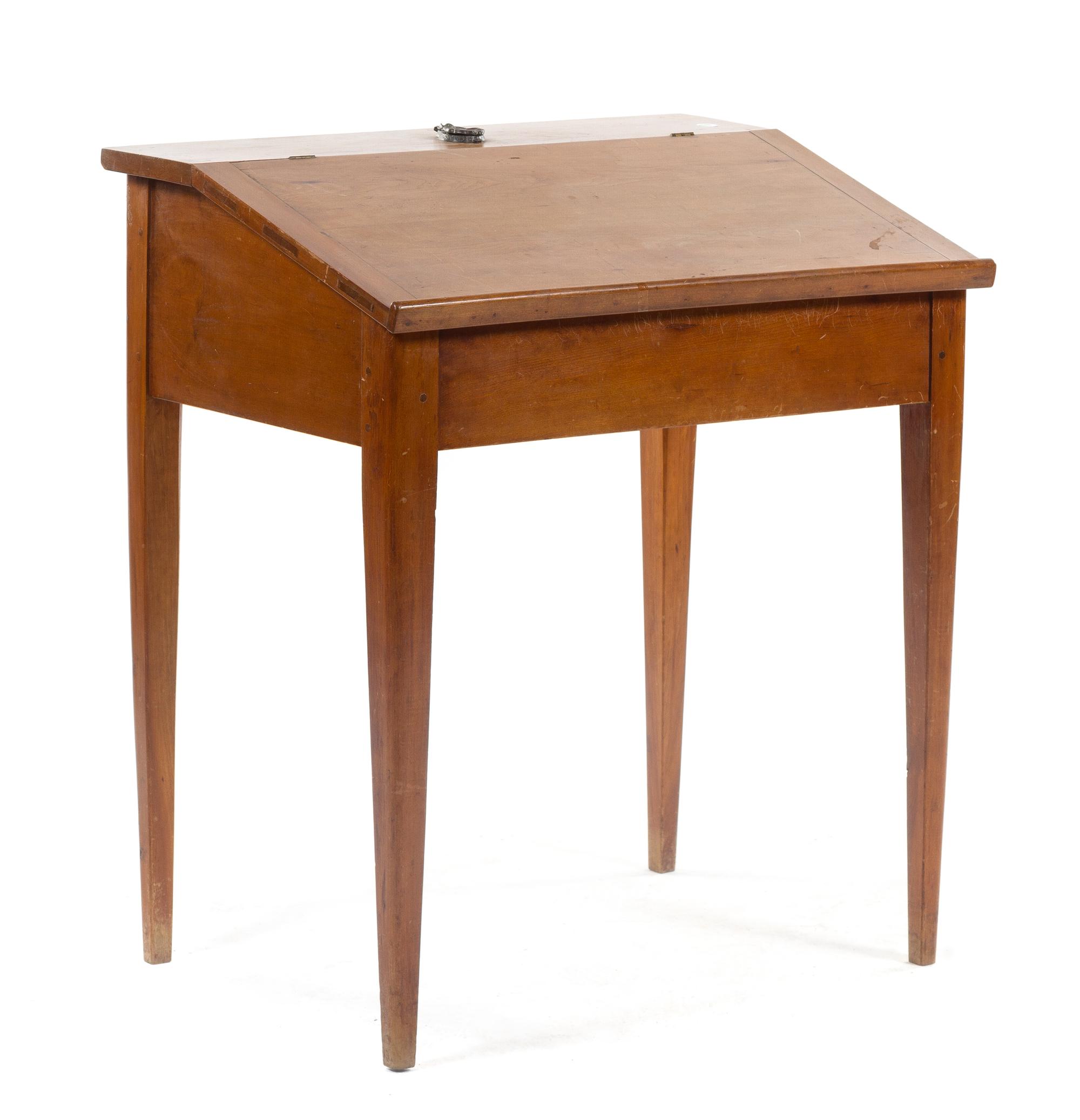 A French Provincial Walnut Slant Front Bureau Height 35 x width 31 1/2 x depth 23 inches. — 19TH/20TH CENTURY