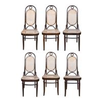 A Set of Six Bentwood and Cane Chairs 17" W x 16.5" D x 44.5" H, seat height 18" — Austria, Circa 1900