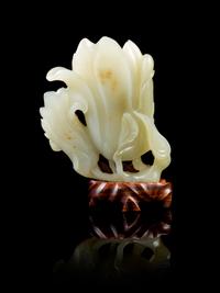 A Chinese Jade Magnolia Vase 18TH/19TH CENTURY Height of jade 3 1/8 inches. — 18TH/19TH CENTURY
