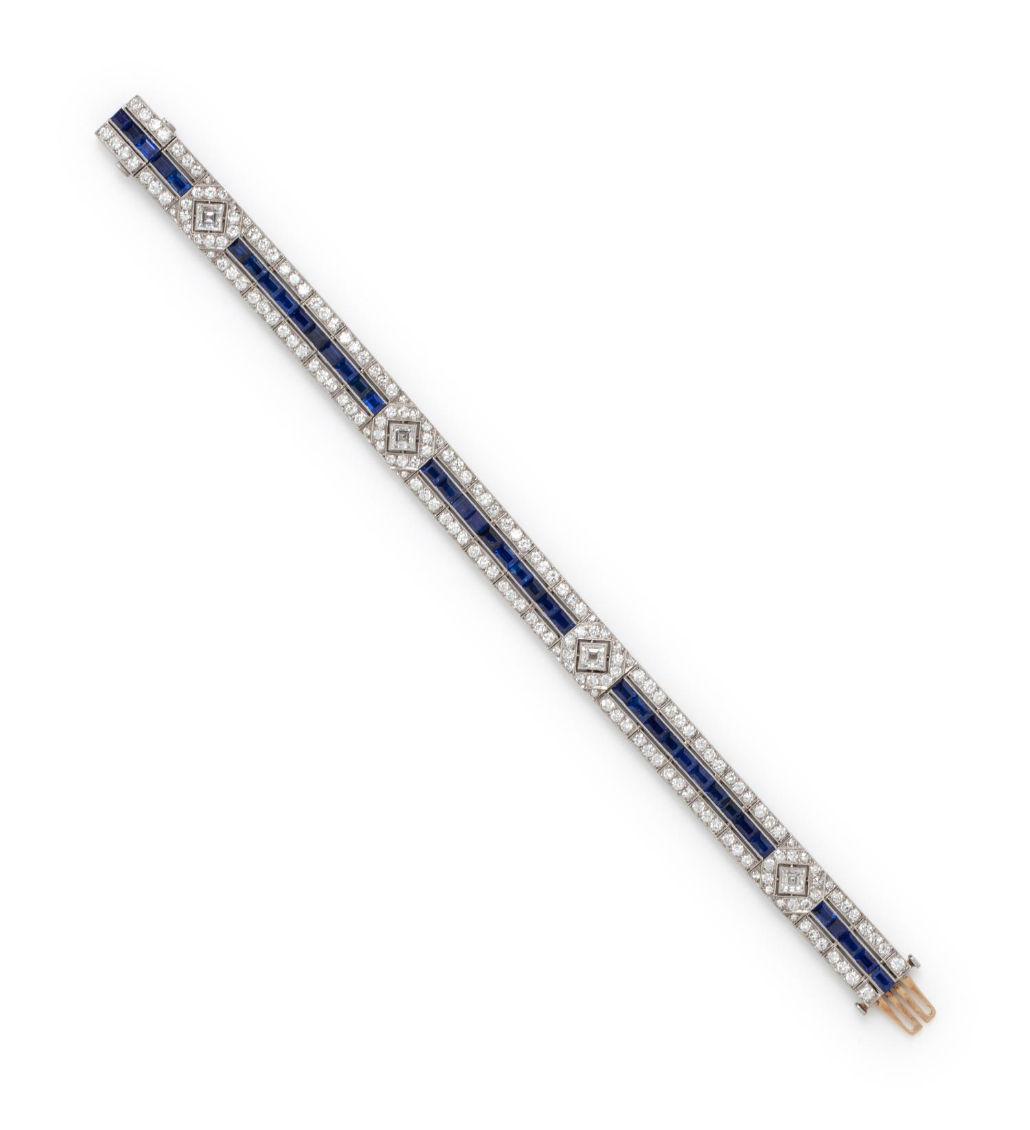 TIFFANY & CO., ART DECO, DIAMOND AND SAPPHIRE BRACELET