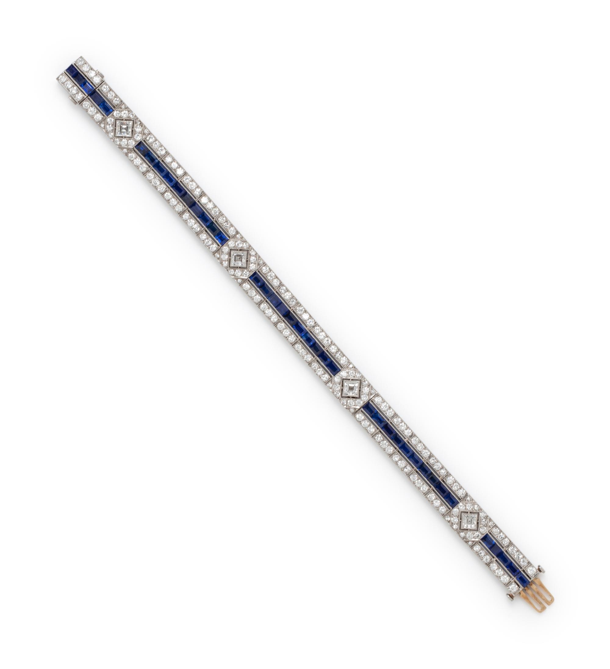 TIFFANY & CO., ART DECO, DIAMOND AND SAPPHIRE BRACELET