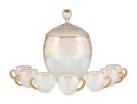A Baccarat Style Cut and Parcel Gilt Glass Punch Set