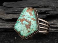 Heavy Sterling Silver Cuff Bracelet, with Large Turquoise Stone