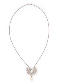 DIAMOND AND CULTURED PEARL PENDANT/BROOCH NECKLACE