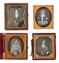 [EARLY PHOTOGRAPHY]. 22 sixth plate daguerreotypes of women posed with books and cased images.