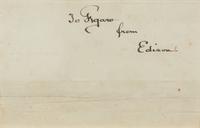 EDISON, Thomas (1847-1931). Sepia photograph, signed verso (“Edison”) and additionally inscribed to Figaro, n.d. [ca 1888].