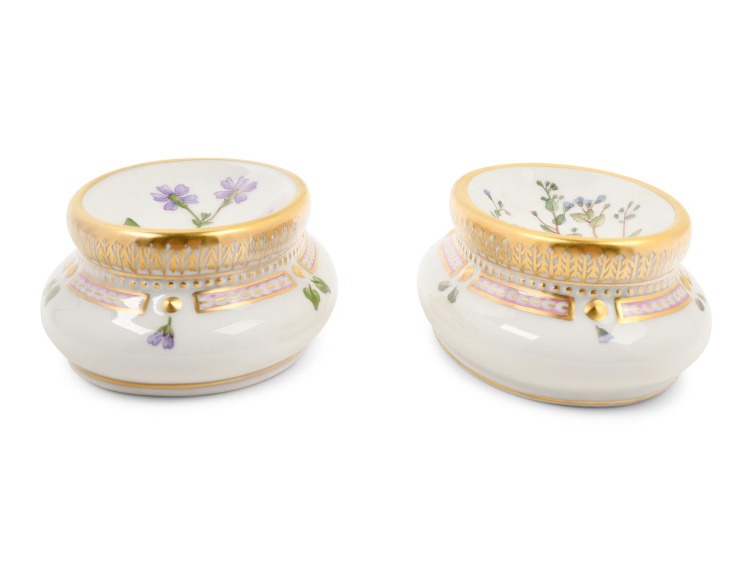 A Pair of Royal Copenhagen Flora Danica Trench Salts