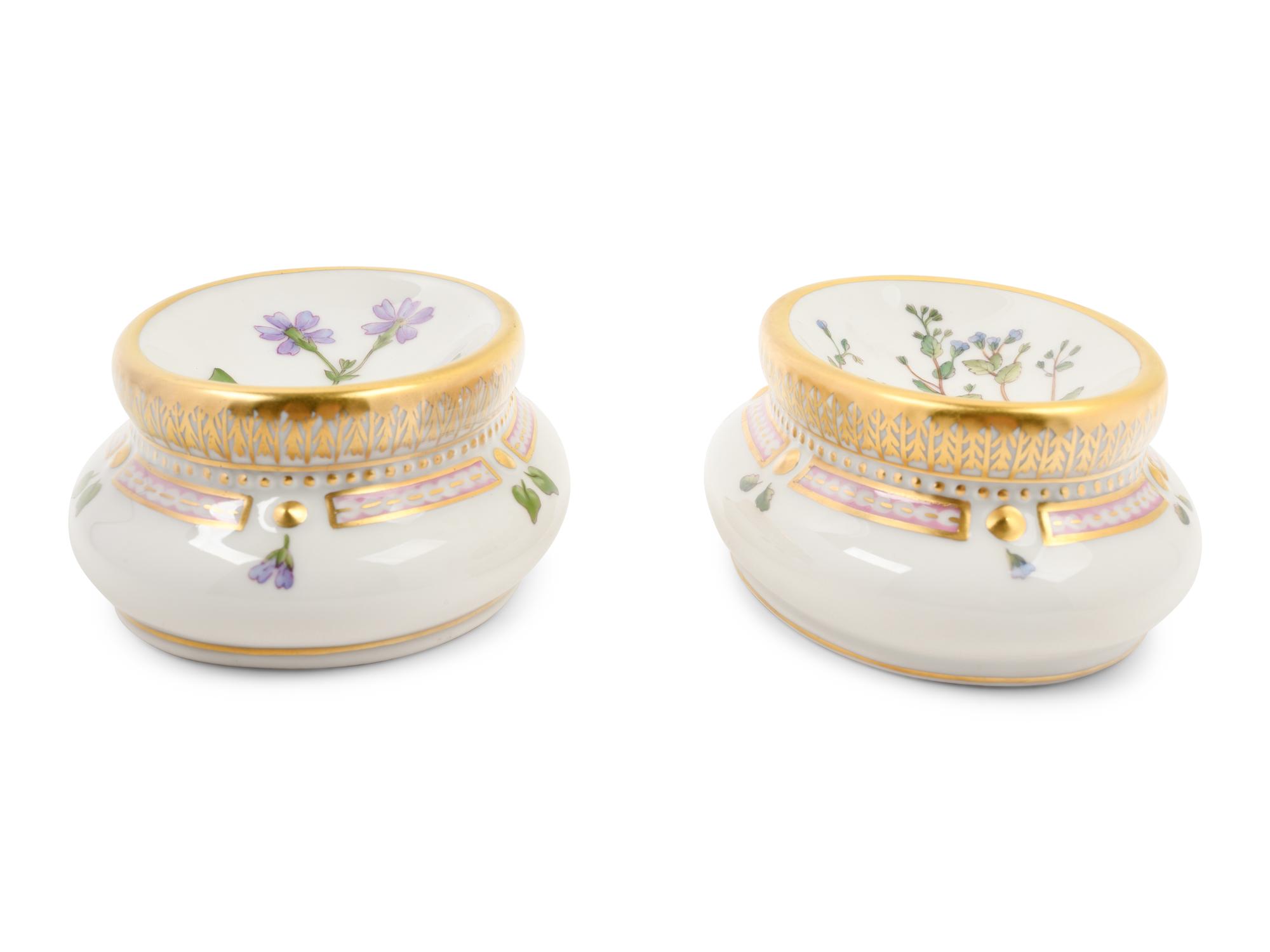 A Pair of Royal Copenhagen Flora Danica Trench Salts
