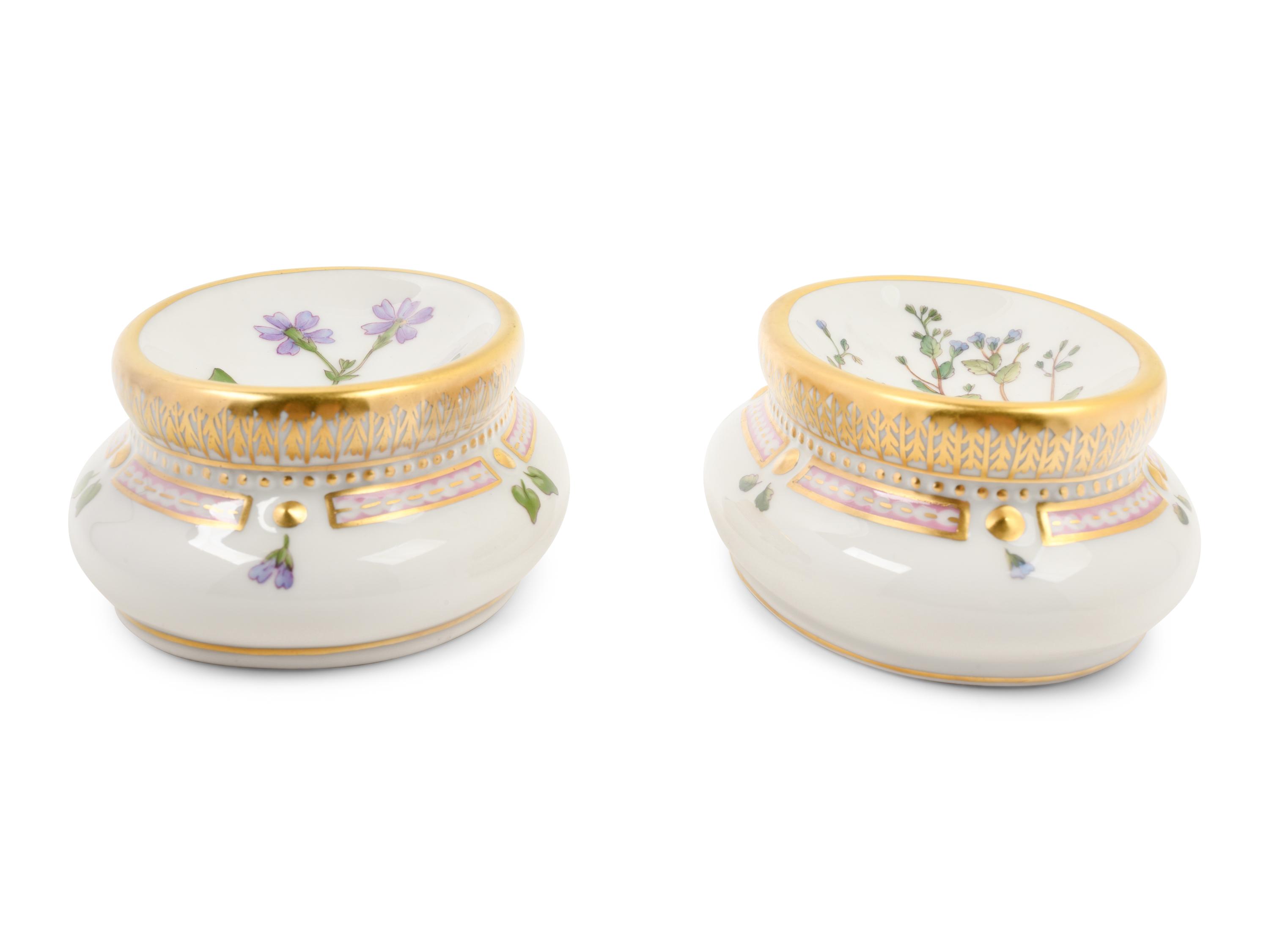 A Pair of Royal Copenhagen Flora Danica Trench Salts