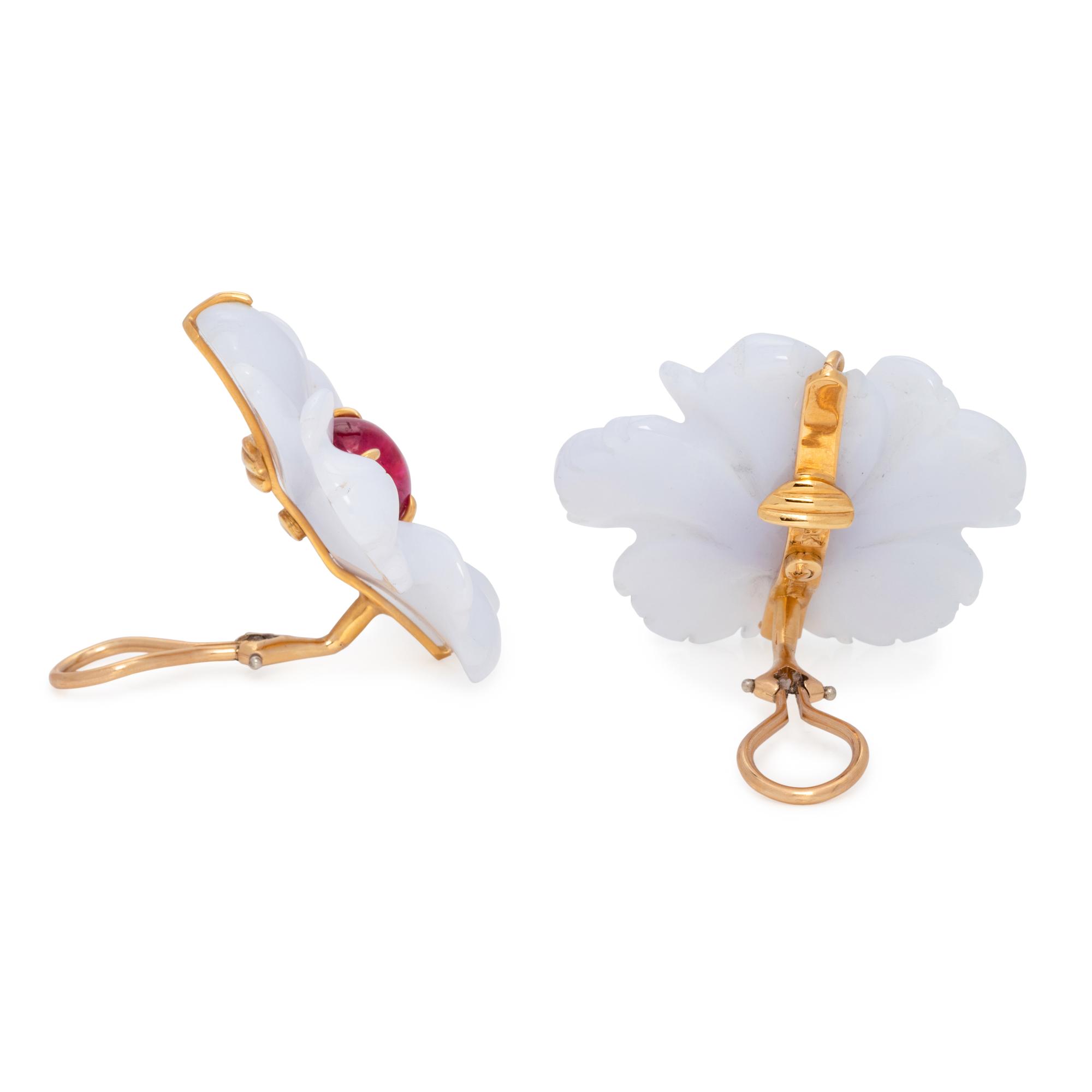 ANDREW CLUNN, GEMSTONE FLOWER EARCLIPS