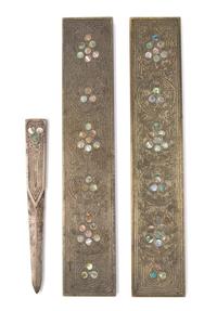 Tiffany Studios, an Abalone pattern three-piece desk set