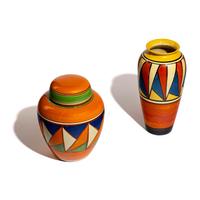 Bizarre pattern, vase and lidded jar
