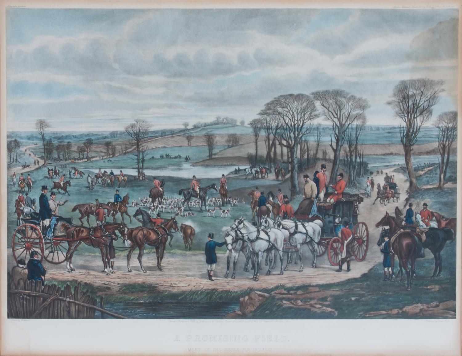 Two English Handcolored Engravings, , Mr. Charles David on the Traverser (After WH Barraud) and A Promising Field (After H. Ahern)